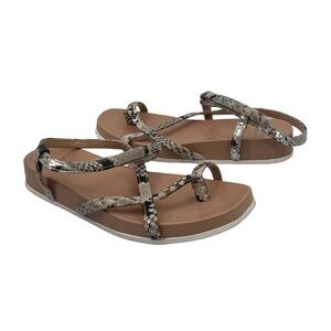 A New Day Brown Silver Snake Print Wedge Sandals Size 6 Women’s